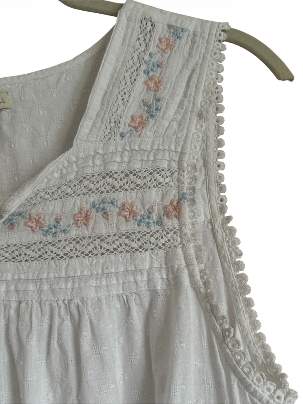 Rachel Ashwell Shabby Chic Nightgown Large White Cotton Embroidered Sleep Dress - Picture 5 of 12